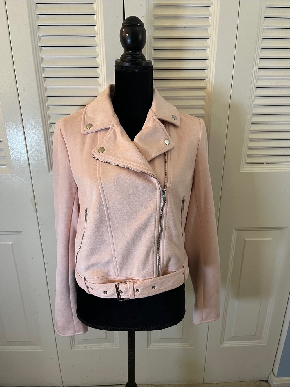 Forever 21 Light Pink Faux Leather Moto Jacket